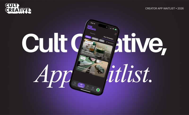 Cult Creative app waitlist landing page
